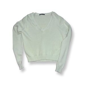 Brandy Melville V-Neck Sweater Light Green Lime Light Mint XS Longsleeve Knit.